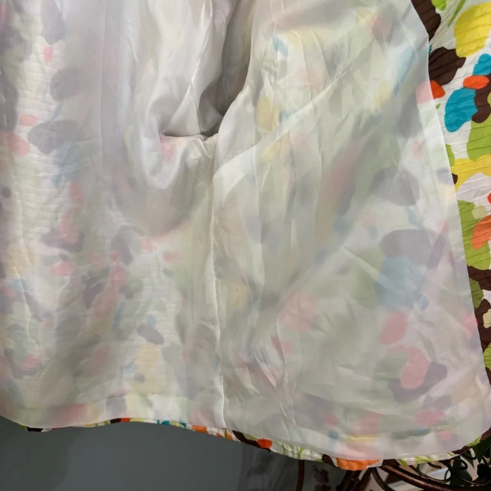 Silk Land Abstract Floral Open Jacket. 100% Silk. 3/4 Length Sleeve. Women’s 2X - Picture 7 of 10